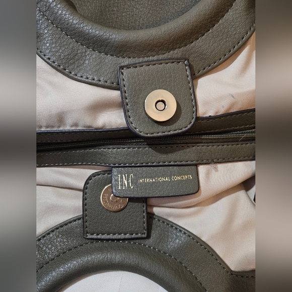 INC-International Concept Studded Army Green Leather Hobo Bag - Picture 13 of 13